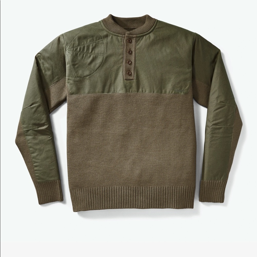 Filson Henley Guide Sweater - Peat Green NWT - MED